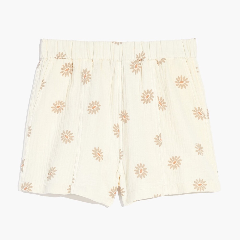 Madewell M Lightspun Cotton Gauze Easy Pull-On Shorts in Portofino Daisies